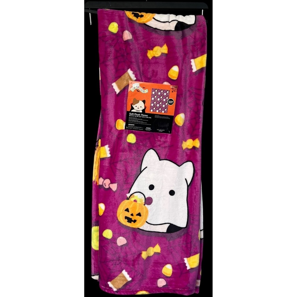Squishmallow Halloween Blanket 2025 Purple Witch Ghost Cat Viral Plush Throw